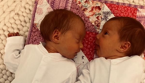 Identical baby girls, Amelia Maya and Florence Rose