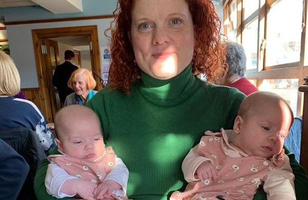 Catriona Ross with twin baby girls, Isla and Catie