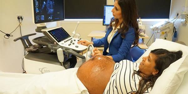 Pregnant woman being scanned
