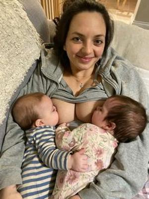 Annie breastfeeding Henry and Eadie