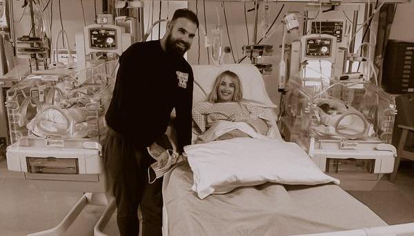 Bex and Brad in hospital
