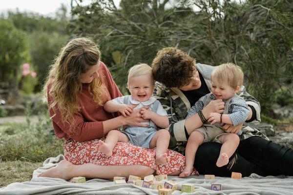 Parents with twin babies