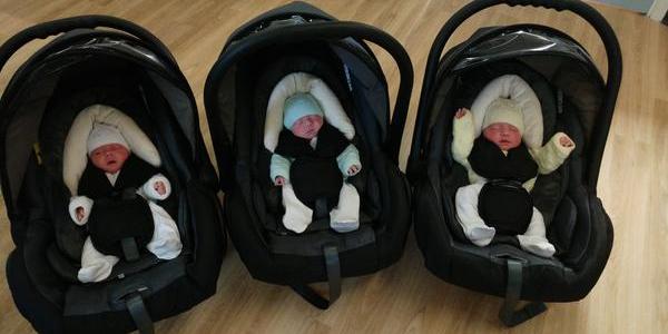 Triplets in car seats