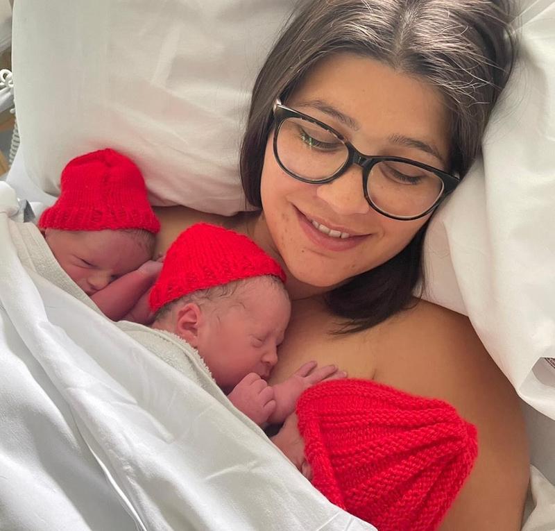 Steph Howard and newborn triplets