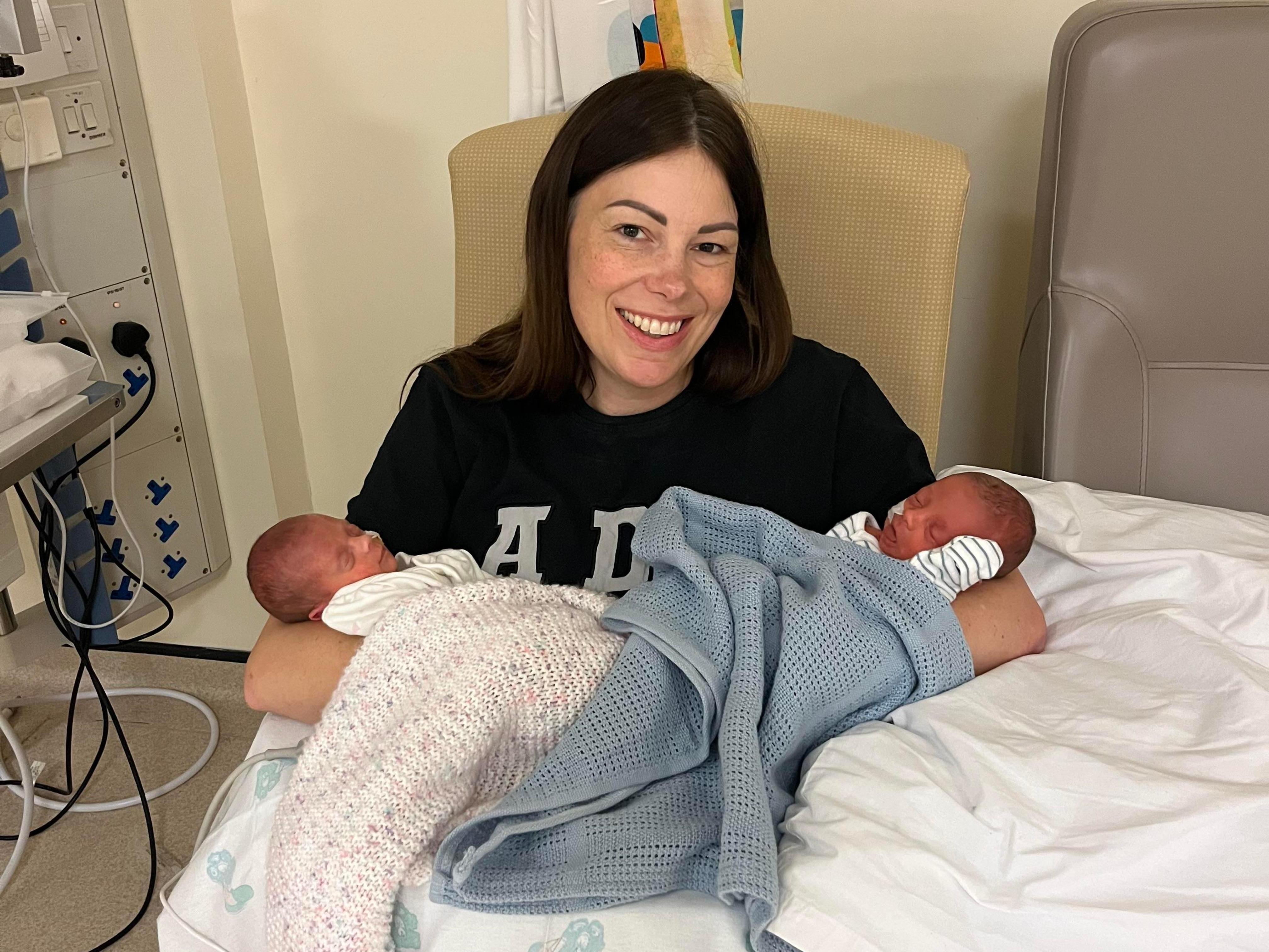 Katie with her twins