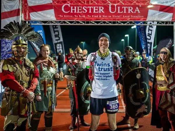 Alun at the finish line of the Chester Ultra 50