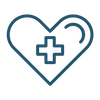 Icon showing a health with a healthcare symbol inside