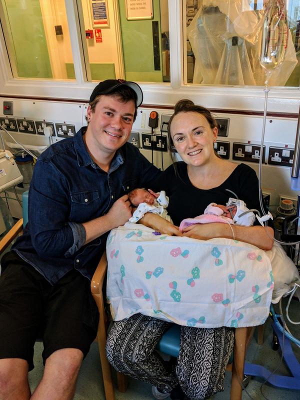 Lauren Ells with newborn twins