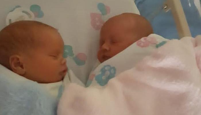 Newborn Ward twins, Evie and Oliver