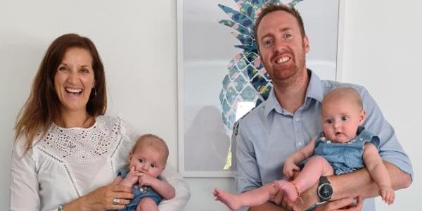 James and Helen Corsi-Cadmre  with their twin girls